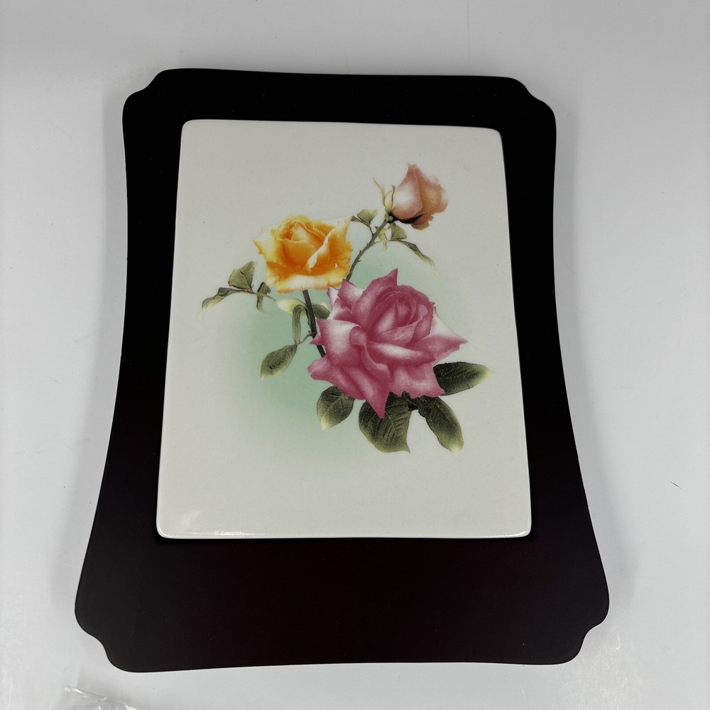 Avon 2005 Tile Cheese Board & Knife Roses Pattern Never Used