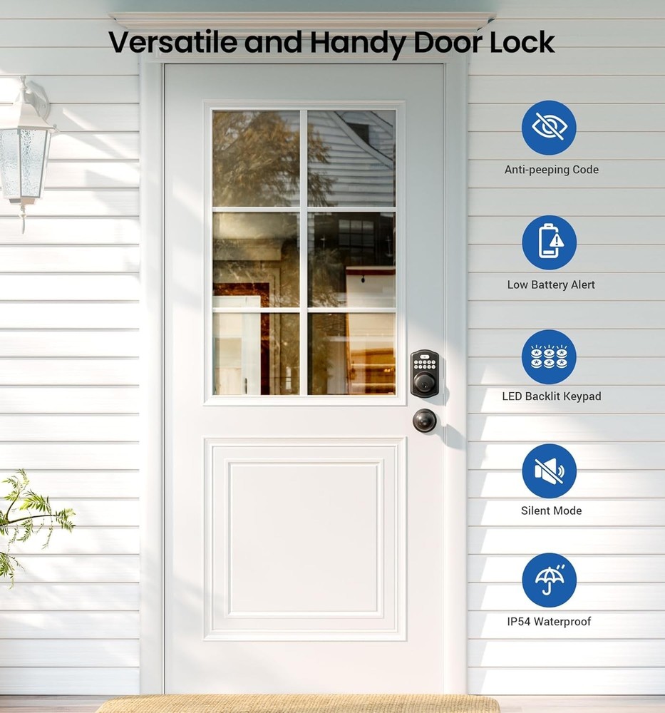 Keyless Entry Door Lock with Backlit Keypad - Matte Black