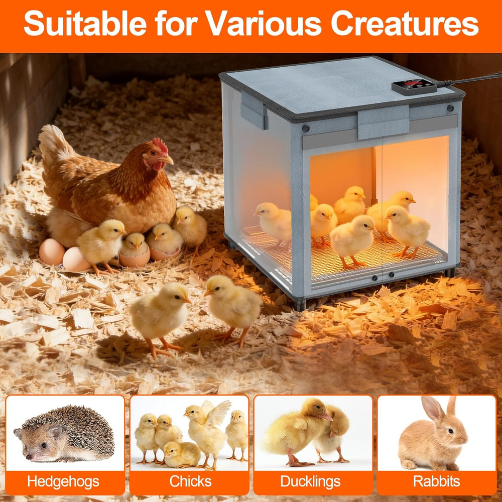 Chicken Brooder Box for Chicks, Revamped Chick Brooder Heater with Adjustable Te