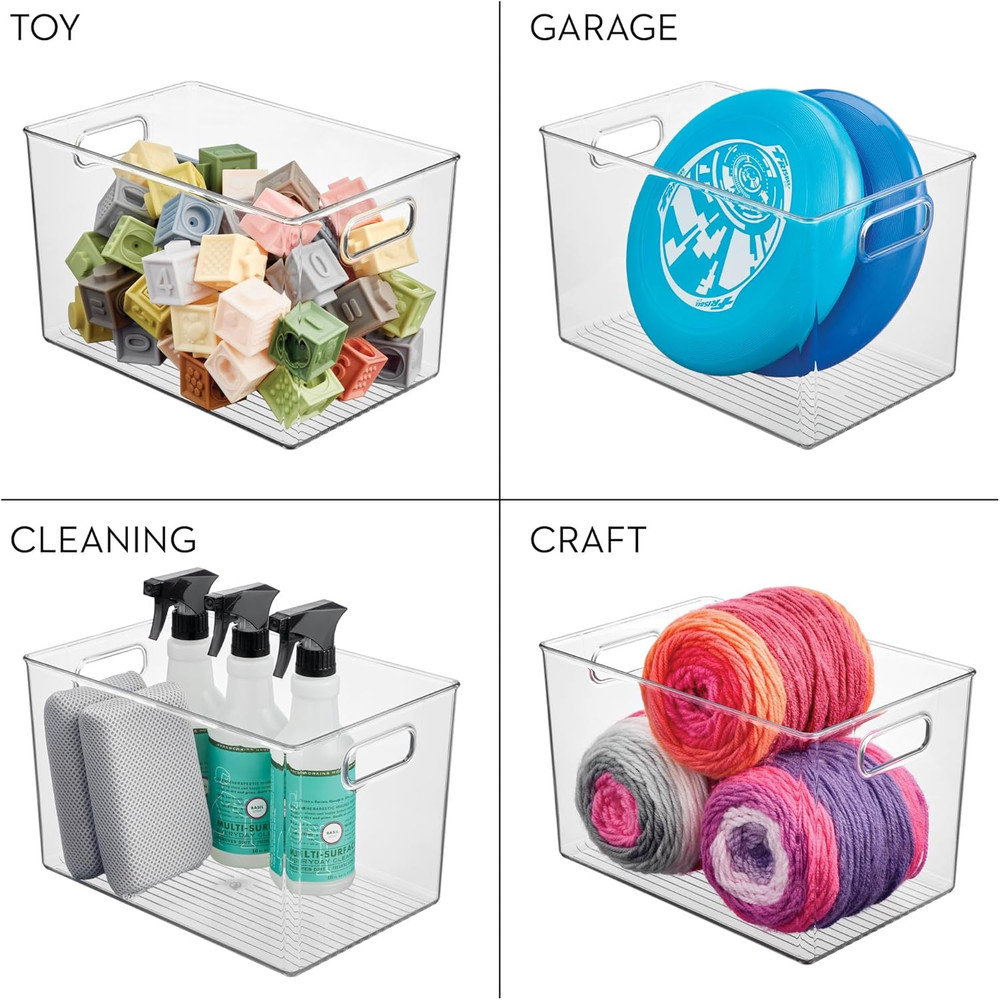 Large Clear Plastic Storage Bin for Bathroom or Vanity, Organizer for Hair Tools