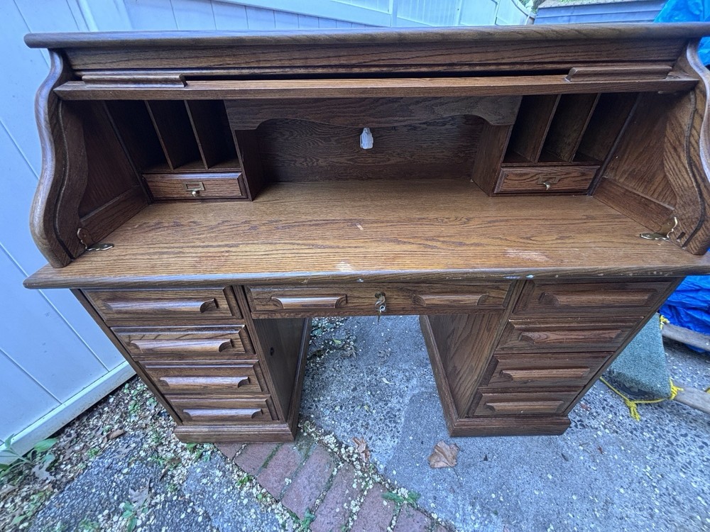 Arts & Crafts Solid Oak Roll Top Desk