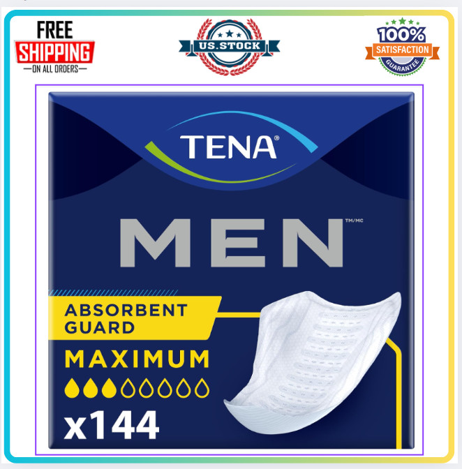 TENA Incontinence Guards for Men, Maximum Absorbency, 144 Count