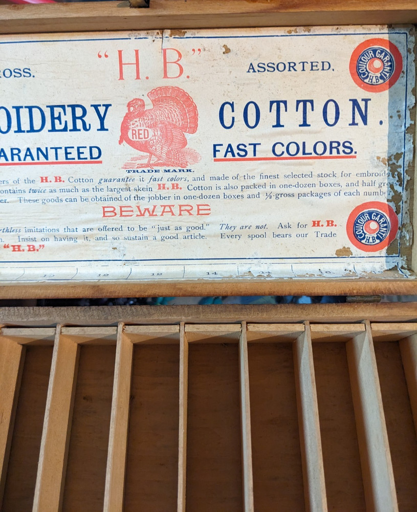 Antique H.B. Embroidery Wooden Box