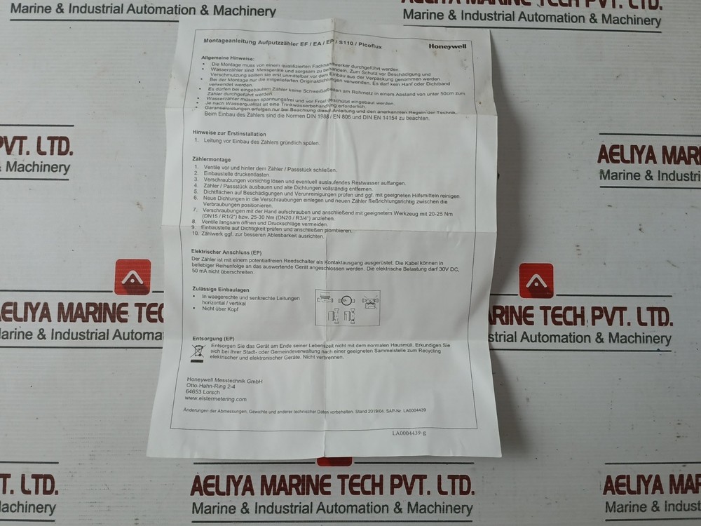 ELSTER 04401893 Water Meter