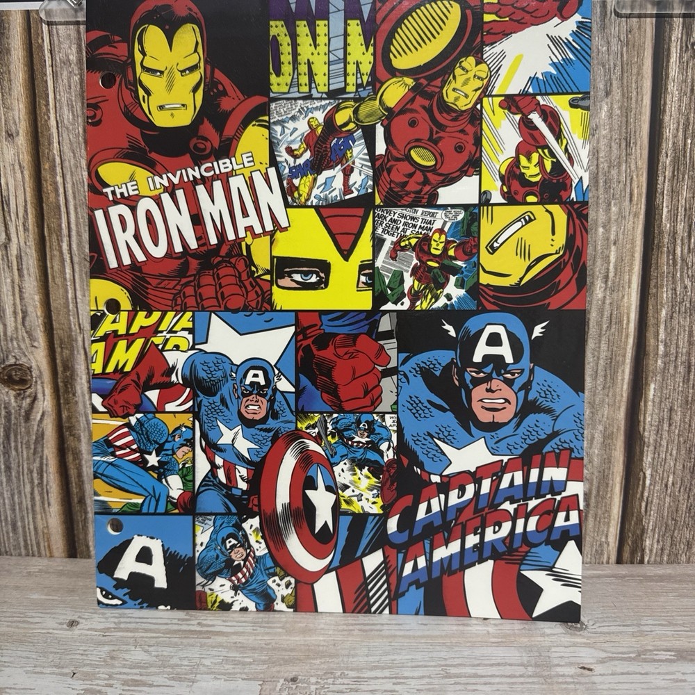 School Folder Marvel Comics Portfolio 3 Hole Punch 2 Pocket Hulk Thor Iron Man