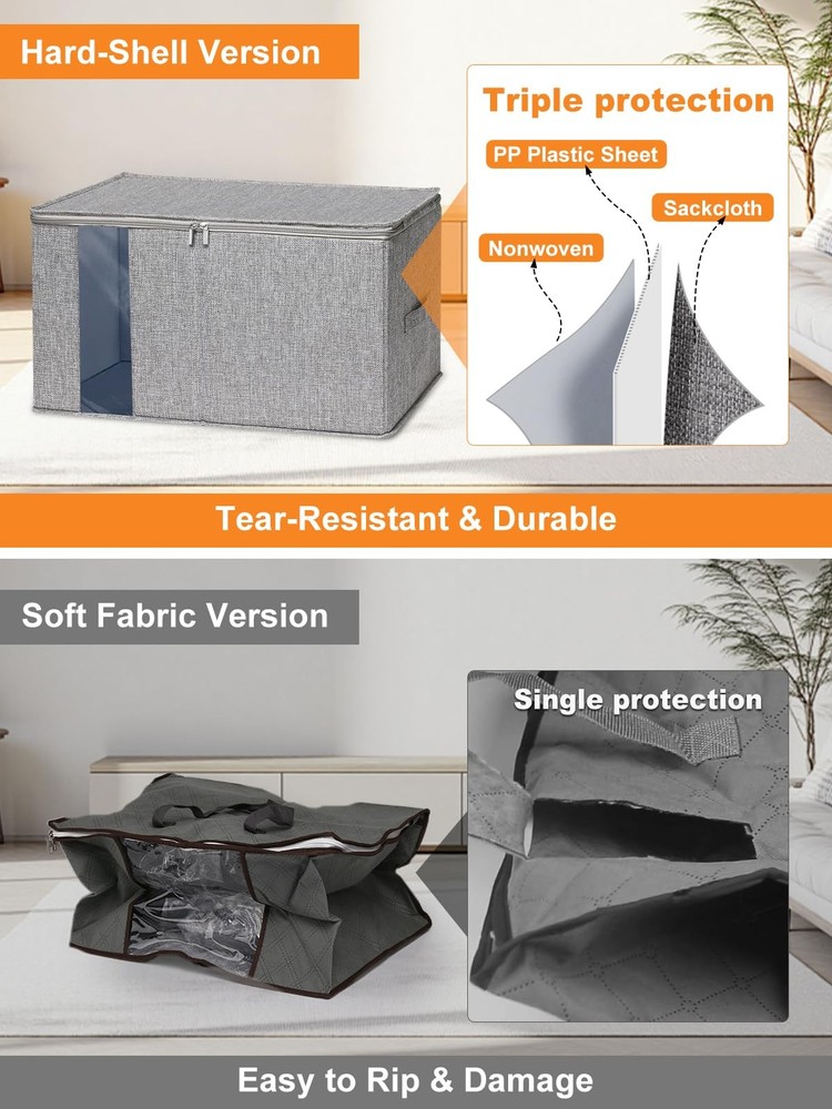 Punemi Comforter Storage Bag, 2 Pack Large Blanket Bags with Sturdy Structure
