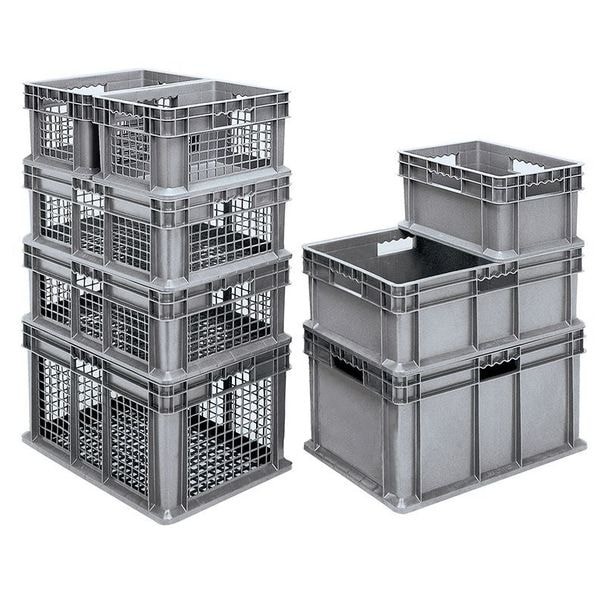 Akro-Mils 37682Grey Solid & Stackable Straight Wall Storage Container, 20 Gal,