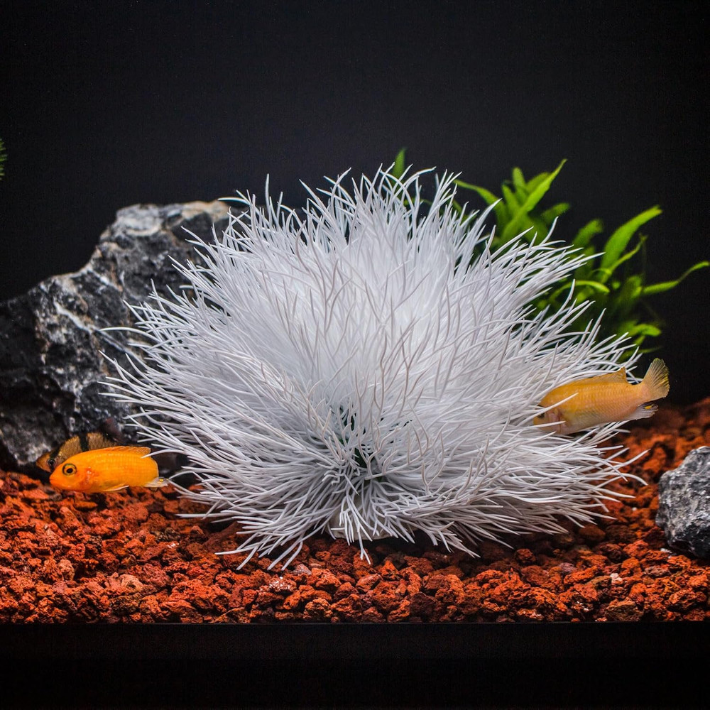 Fish Tank Decorations Aquarium Plants Plastic Artificial Décor (White)