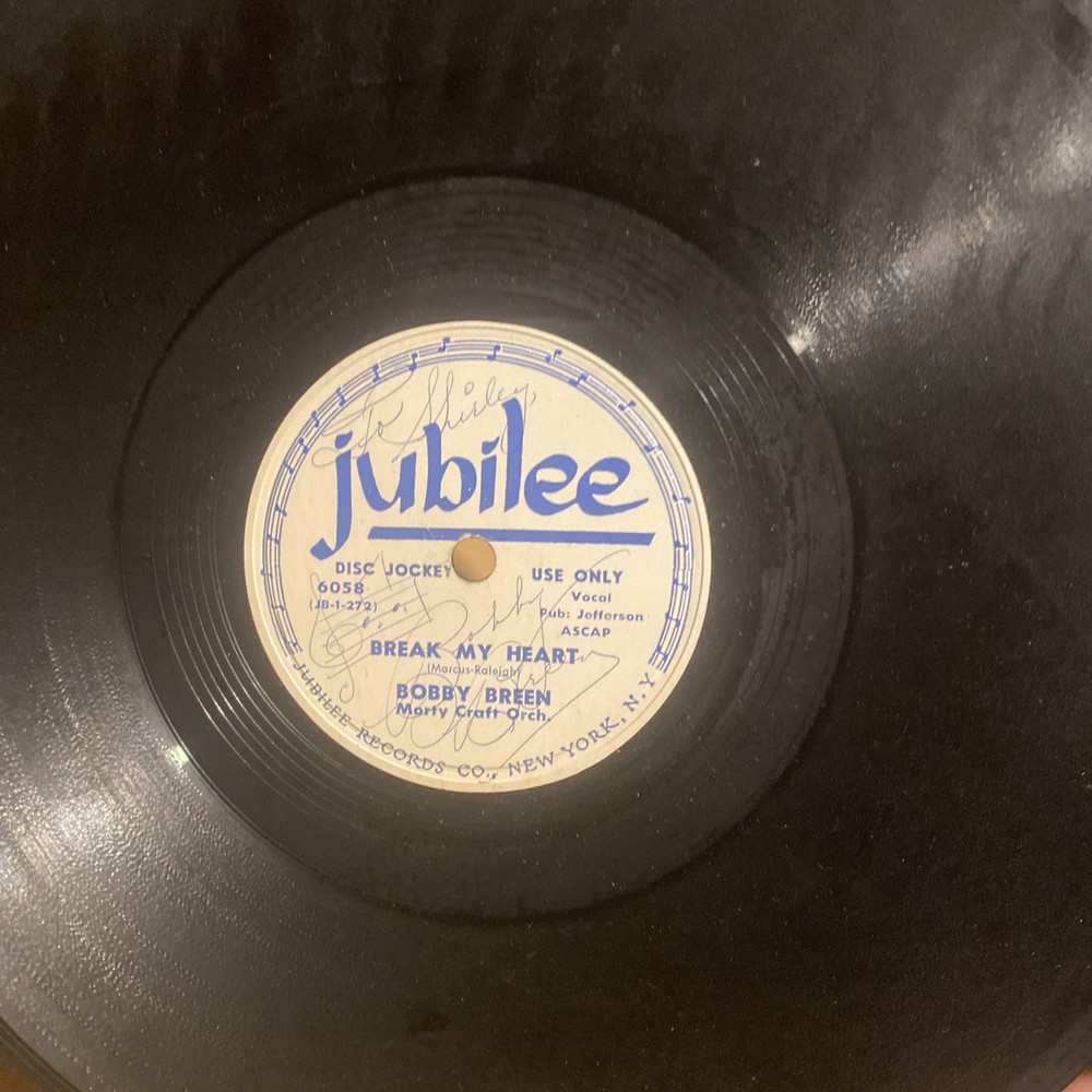 Signed 78 Record Bobby Breen Only Known Copy