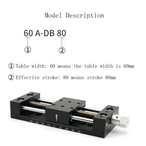 Manual Linear Stage Translation Displacement Platform 80x60mm 80A-DB60 X-Axis