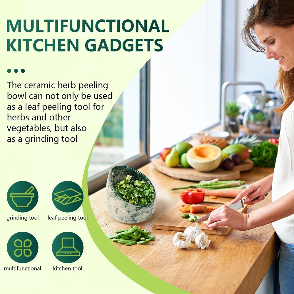 Pottery Herb Stripper Bow, Small Pottery Herb Stripper Ceramic Bowl