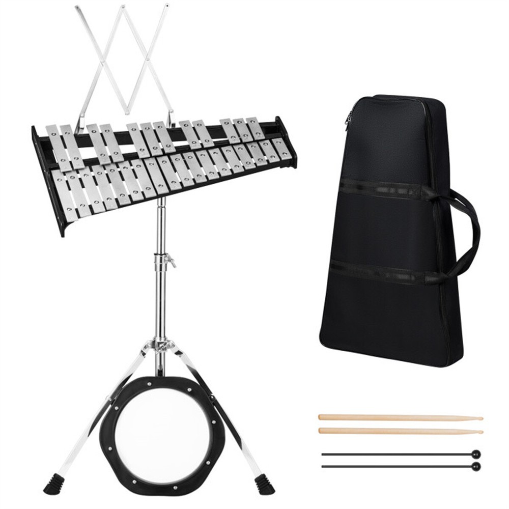 30 Notes Percussion Glockenspiel with Mallets Sticks Stand