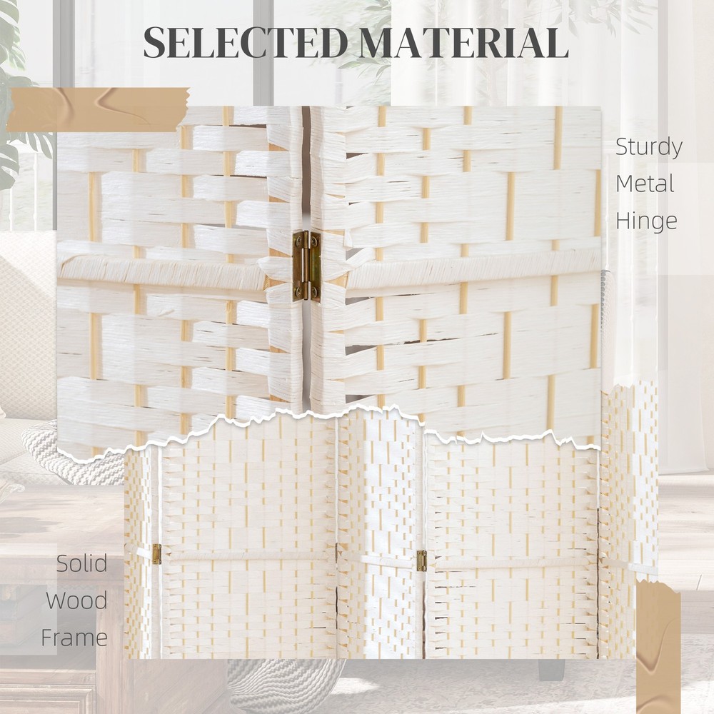 HOMCOM 4 Panel Folding Room Divider Privacy Screen Panel White 5.6 Ft