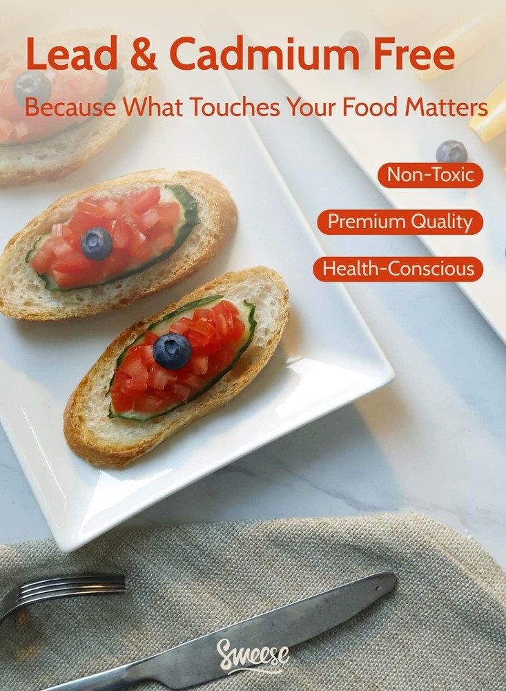 Sweese Porcelain Serving Platters 11.7" - Elegant White Rectangular Plates