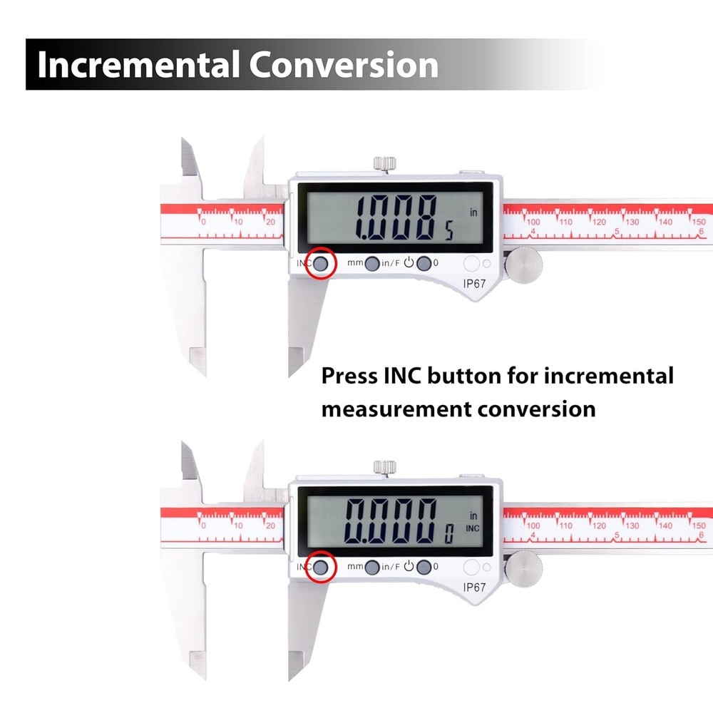 Durable Stainless Steel Bluetooth Caliper - Incremental Mode & Large Screen