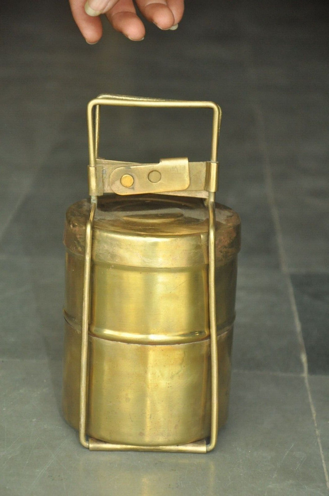 Vintage Brass 2 Compartment Handcrafted Solid Fine Lunch/Tiffin Box