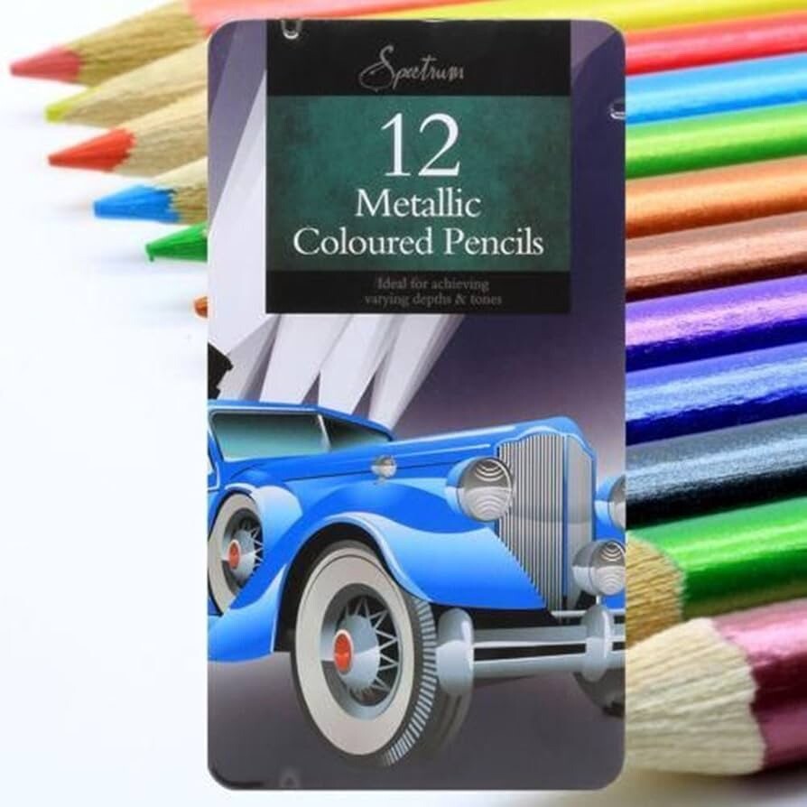 Spectrum 12pc Metallic Colour Pencils Tin Set
