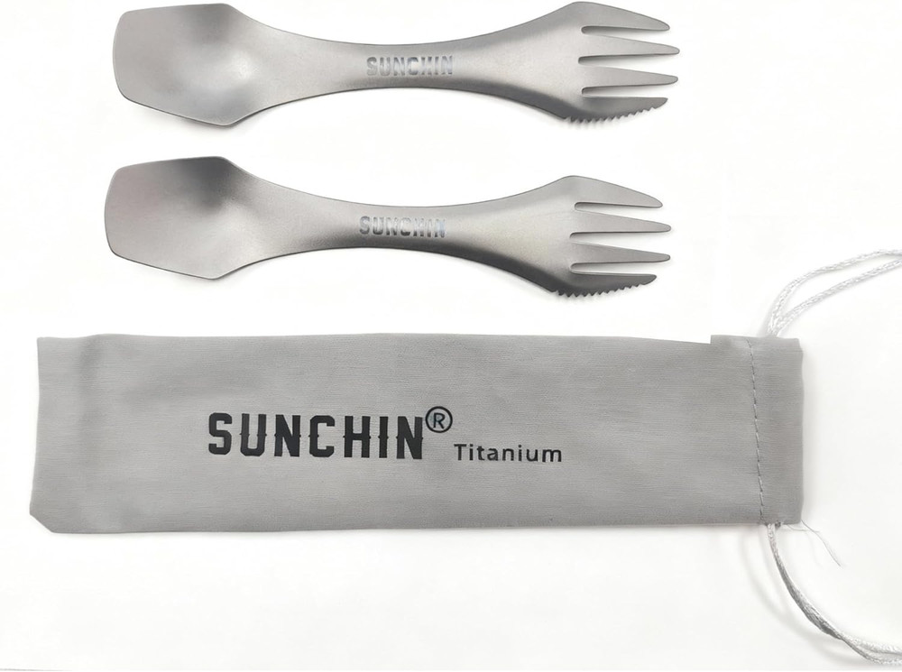 Titanium 3 in 1 Fork,Spoon and Knife,Multi Function,Camping Utensil Set for Back