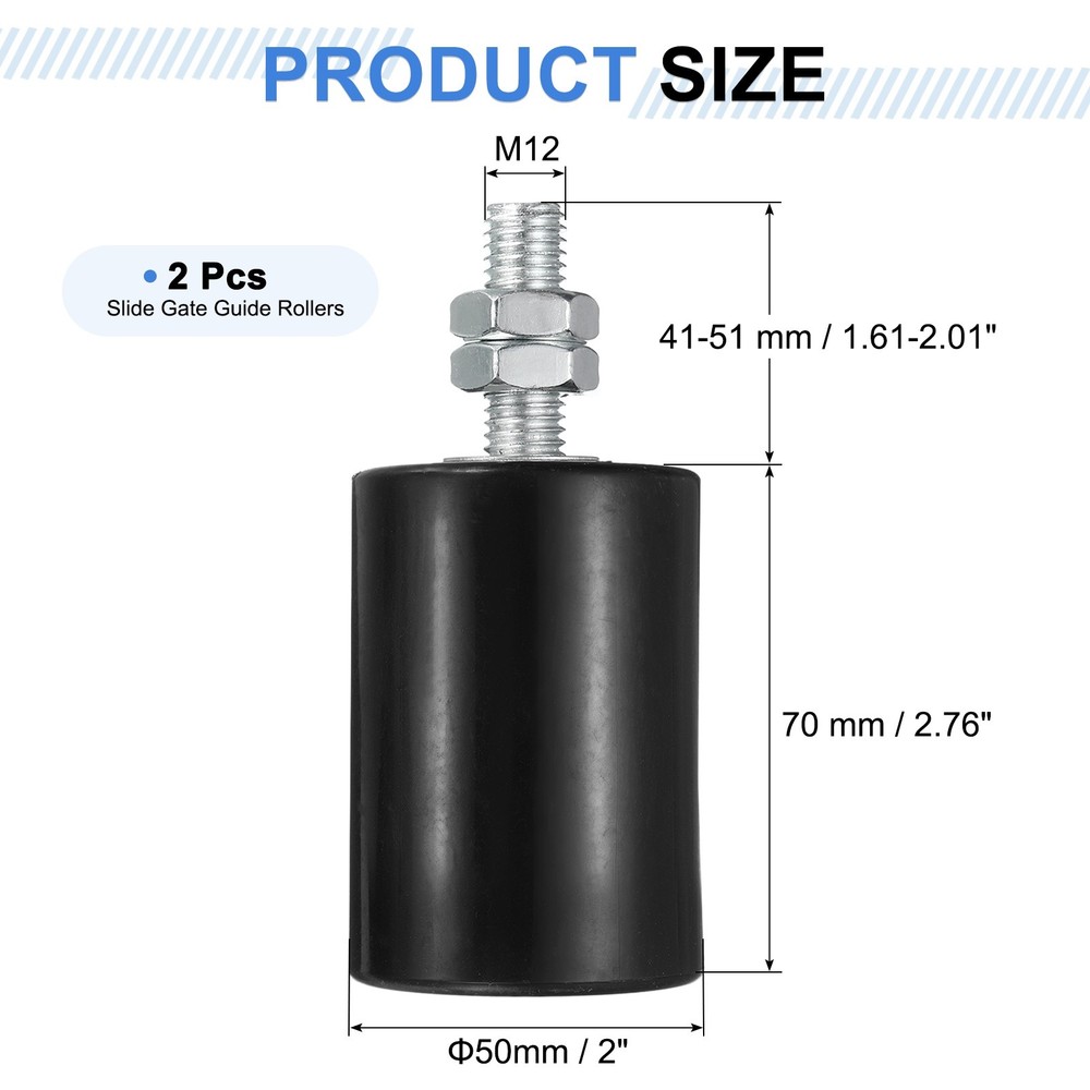 2Pack Slide Gate Guide Roller 2"x2-3/4" Nylon Sliding Gate Support Black