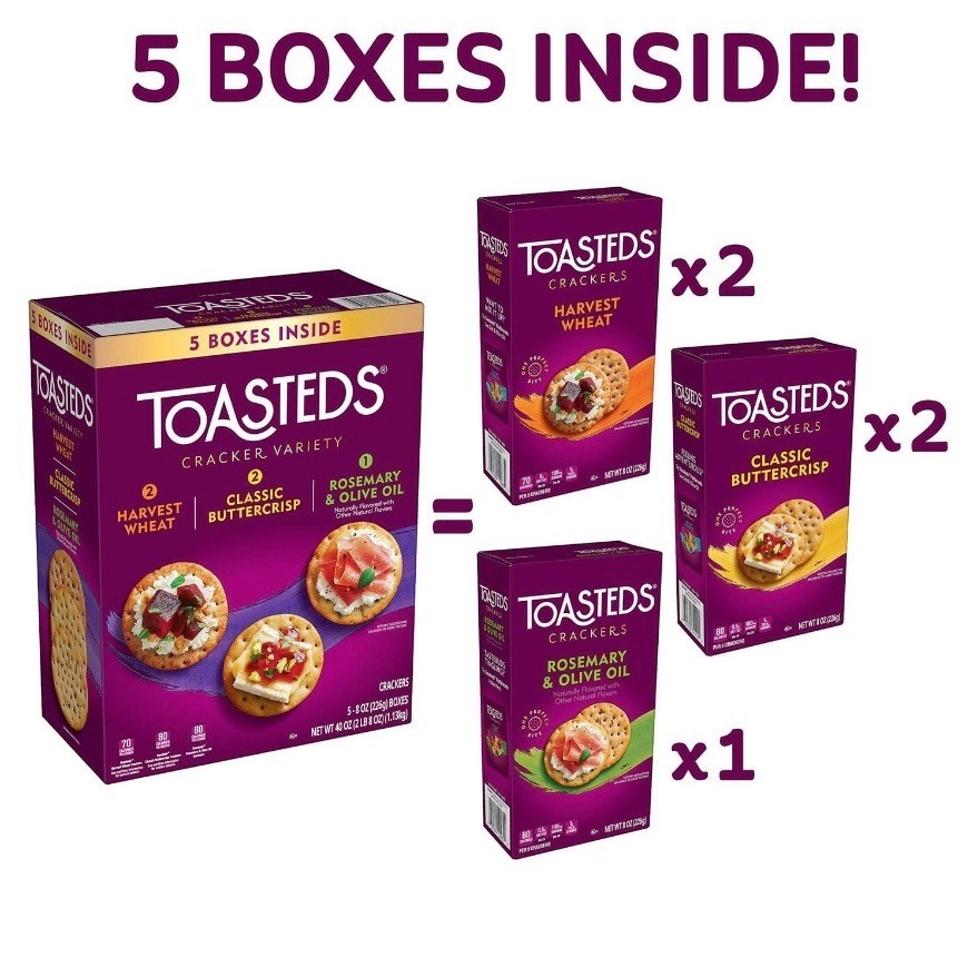 Kellogg’s Toasted Crackers Variety Pack 40oz Assorted Snack Crackers