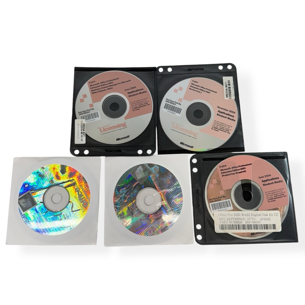 Microsoft Windows office applications student 2003 2002 discs lot no keys