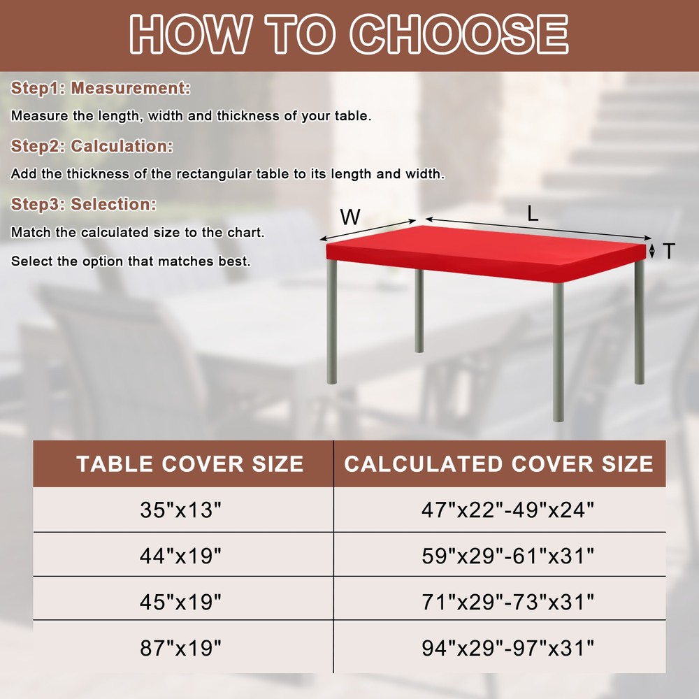 Fitted Tablecloth Fit 4ft Rectangle Table, Table Cover (48"x23", Red)