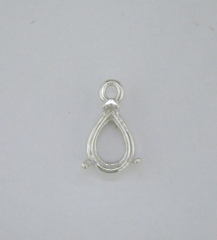 Pear Shape 3 Prong Dangle Setting Sterling Silver
