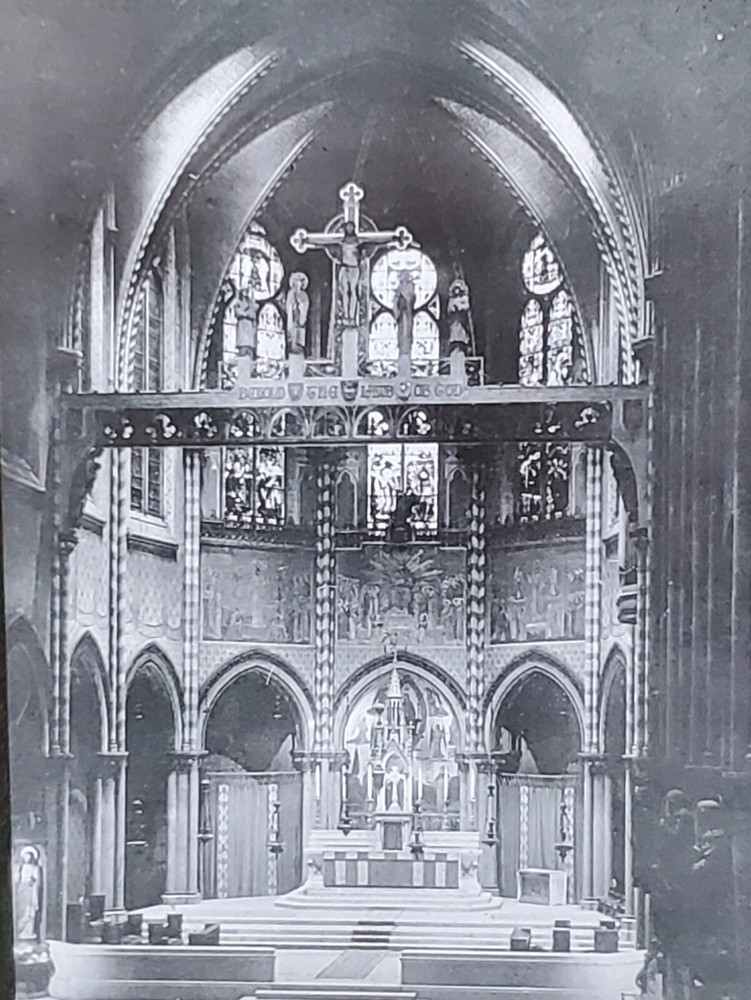 Unknown Cathedral Interior, NO LABEL, Magic Lantern Glass Slide