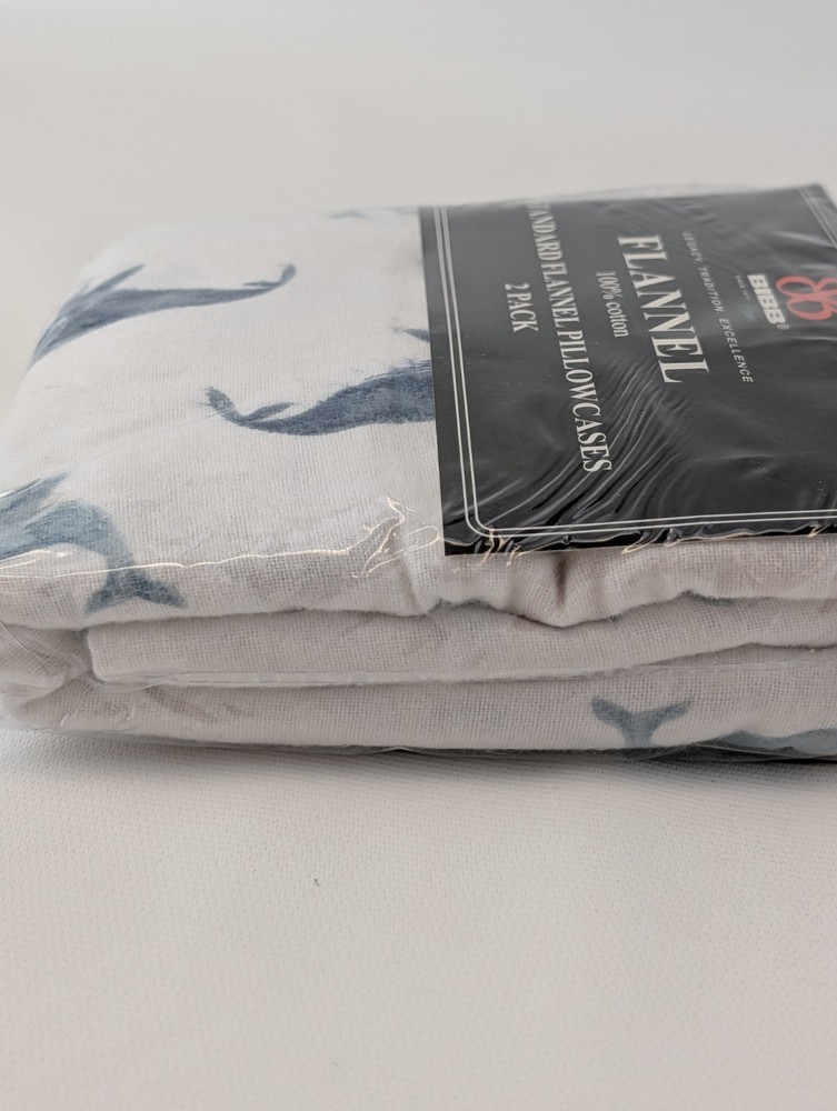 BIBB Pillowcases 2 Pack White Blue Whales New