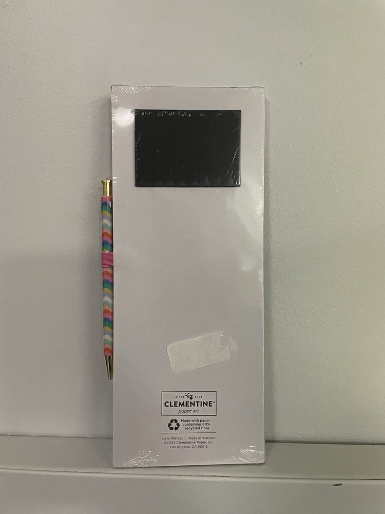 Clementine 100 Sheets 5 Color Wave Graphic Notes With Pen Magnetic Note Pad