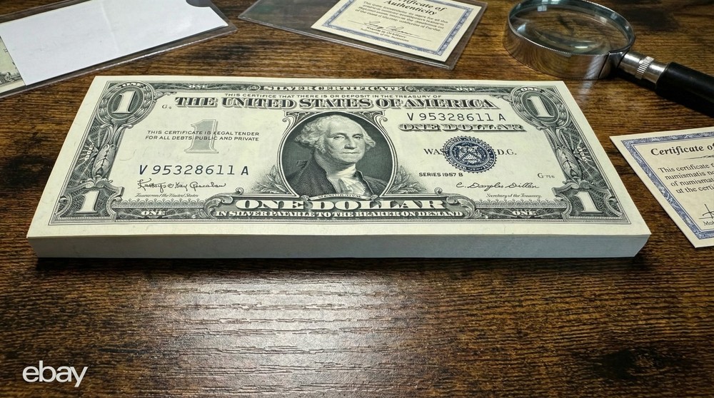 $1 Silver Certificate 1957 One Uncirculated Gradable Sequential Note Perfect UNC