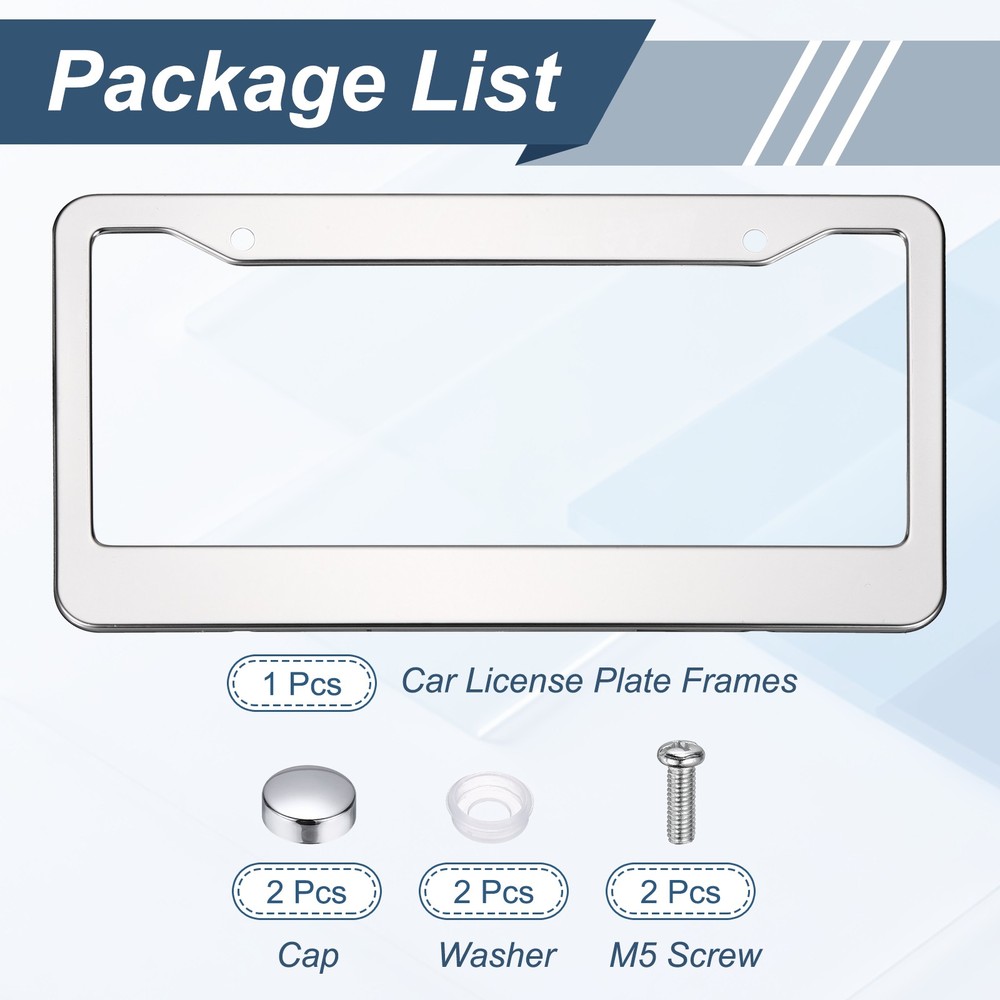 Stainless Steel Car License Plate Frames Kits, Silver