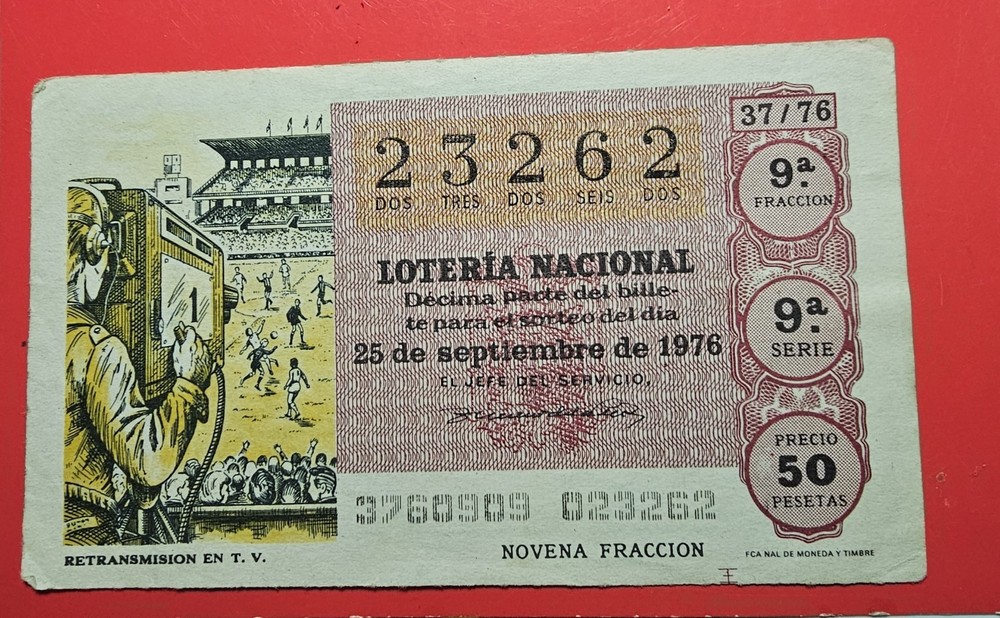 SPANISH LOTTERY Ticket from 1976  (D)