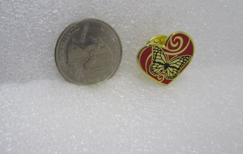 Butterfly Red Heart Pin