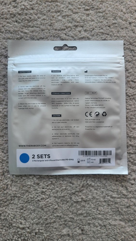 PowerDot 2.0 Replacement Pads - 2 Rectangle + 4 Round (BLUE)