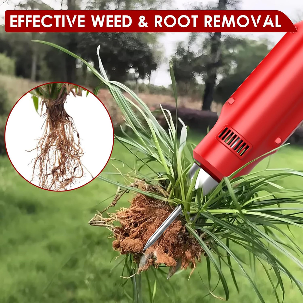 Electric Weed Puller Tool - 3 Claw Steel Head Stand up Long Handle Weed Puller w