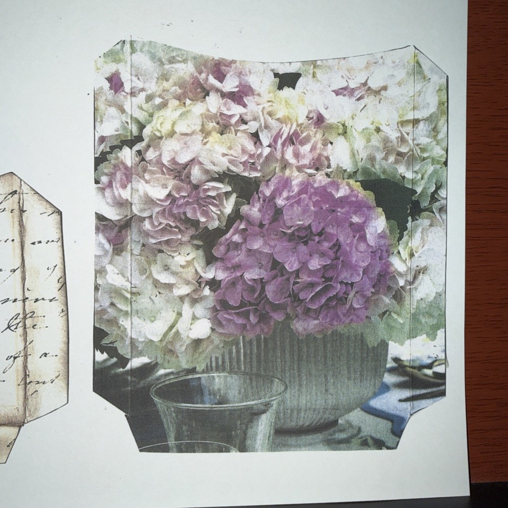 junk journal layered pockets cut outs cursive, pattern and floral pattern ￼￼￼