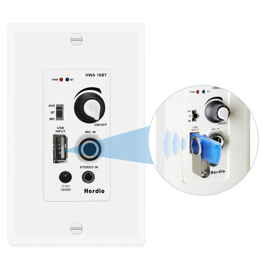 Herdio 6.5" Ceiling Speakers Bluetooth Wall Amplifier Flush Mount Stereo 2Pcs*