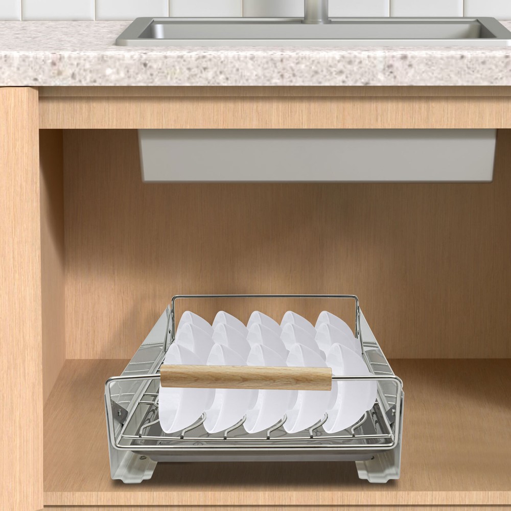 Kitchen Cabinet Organizer Pull Out Drawer Bottom-Mounted Slide Out Storage Shelf