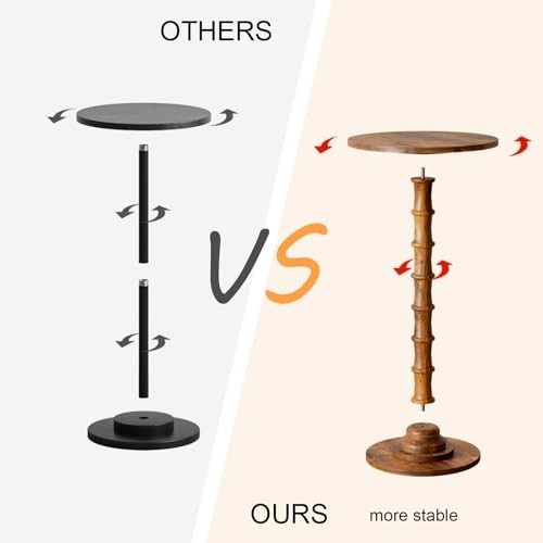 Round Side Table, Modern Drink Table for Small Spaces, Small End Rustic Brown
