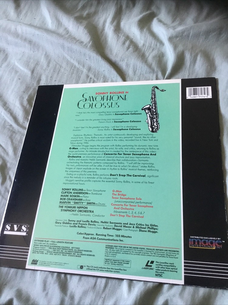 Saxophone Colussus On Laserdisc