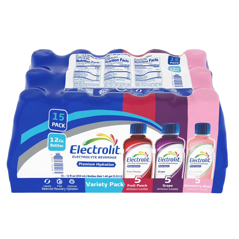 Electrolit Premium Hydration Variety Pack - 12 oz Bottles (15 Pack)
