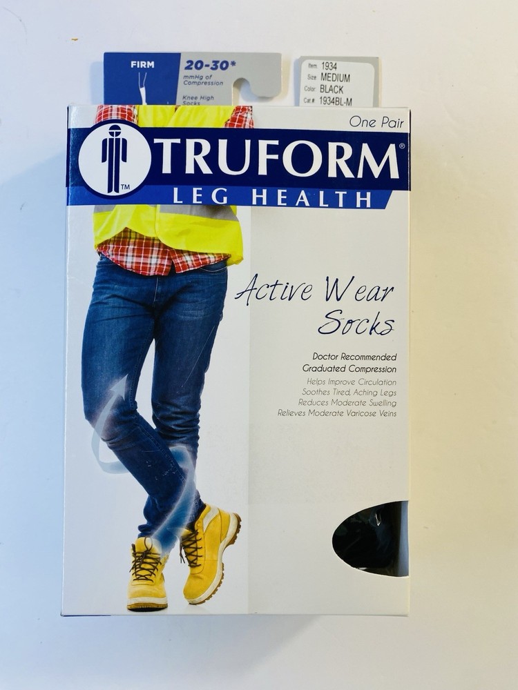 truform compression stockings 20-30 Medium Black Men’s One Pair