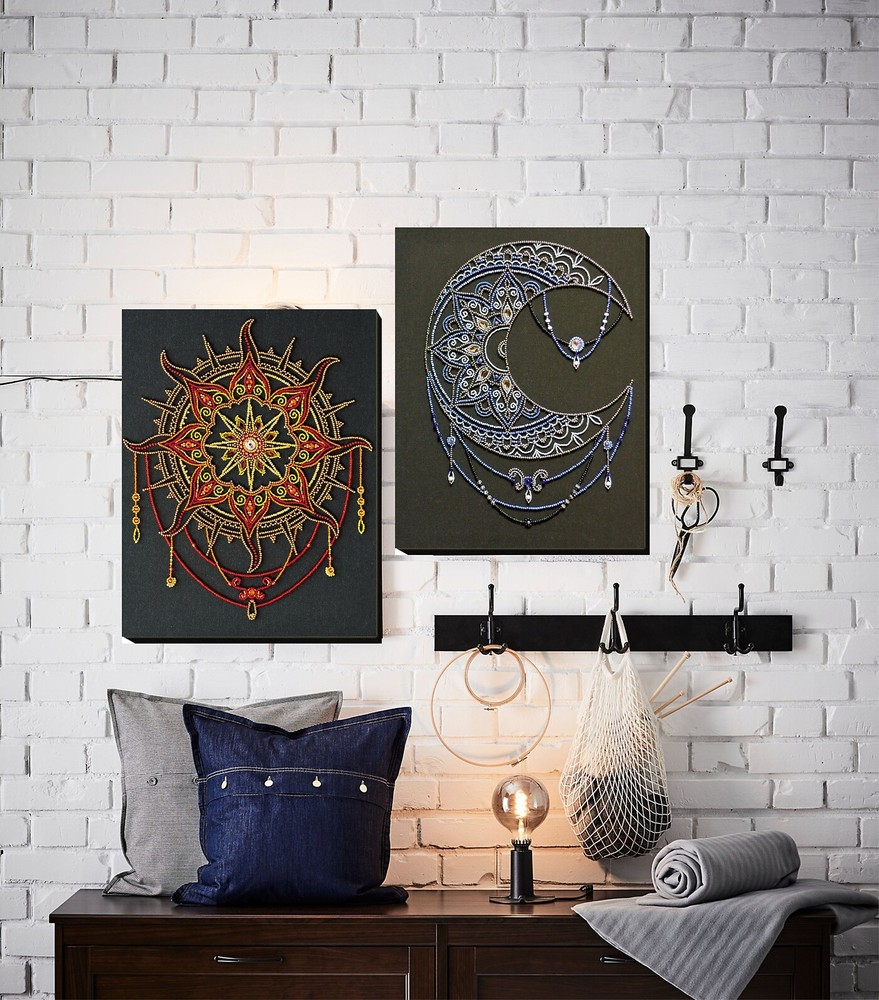 DIY Bead Embroidery Kit Moon Pattern Beaded stitching needlepoint beadwork