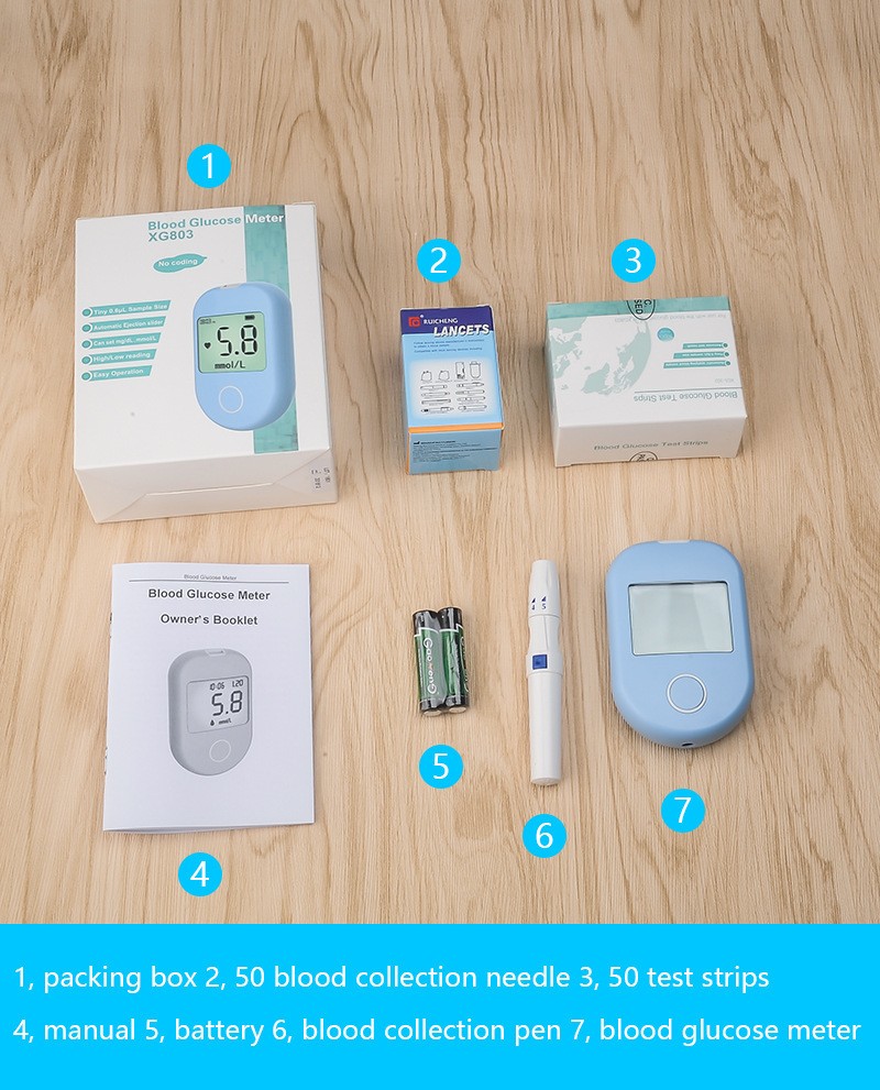 Home Automatic Blood Glucose Tester - No Code Portable Meter with Test Strips