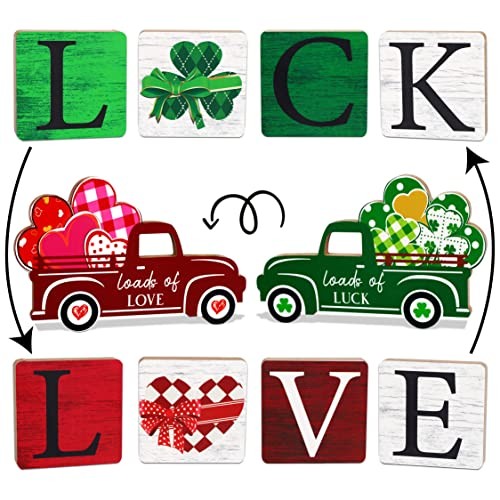 5PCS Valentines Decor/St.Patricks Decorations Reversible Table Style1-Love