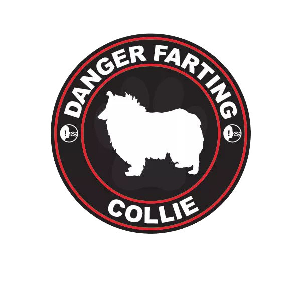 Danger Farting Collie Sticker Decal