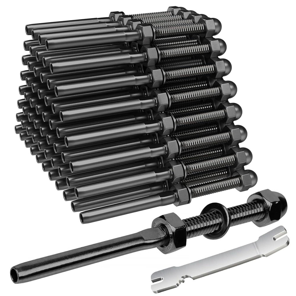 50 Pack Black Cable Railing Swage Threaded Stud Tension End Fitting Terminal1/8"
