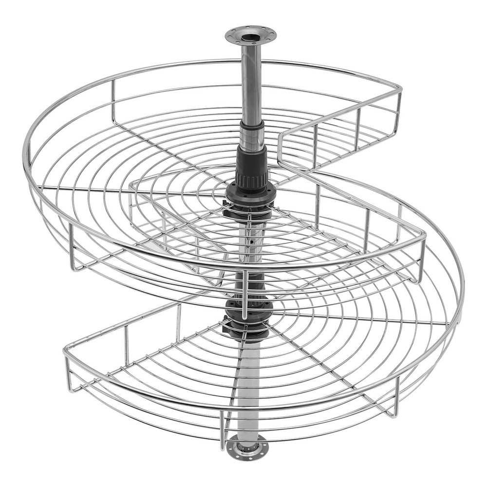 24" Kidney Chrome 2-Shelf Lazy Susan Kitchen Base Cabinet Corner Organizer Rack