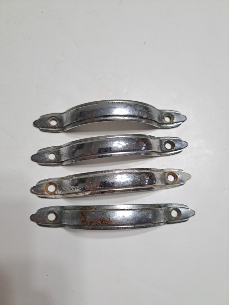 Set Of 4 Vintage Silver Cabinet Hardware Pull Handles